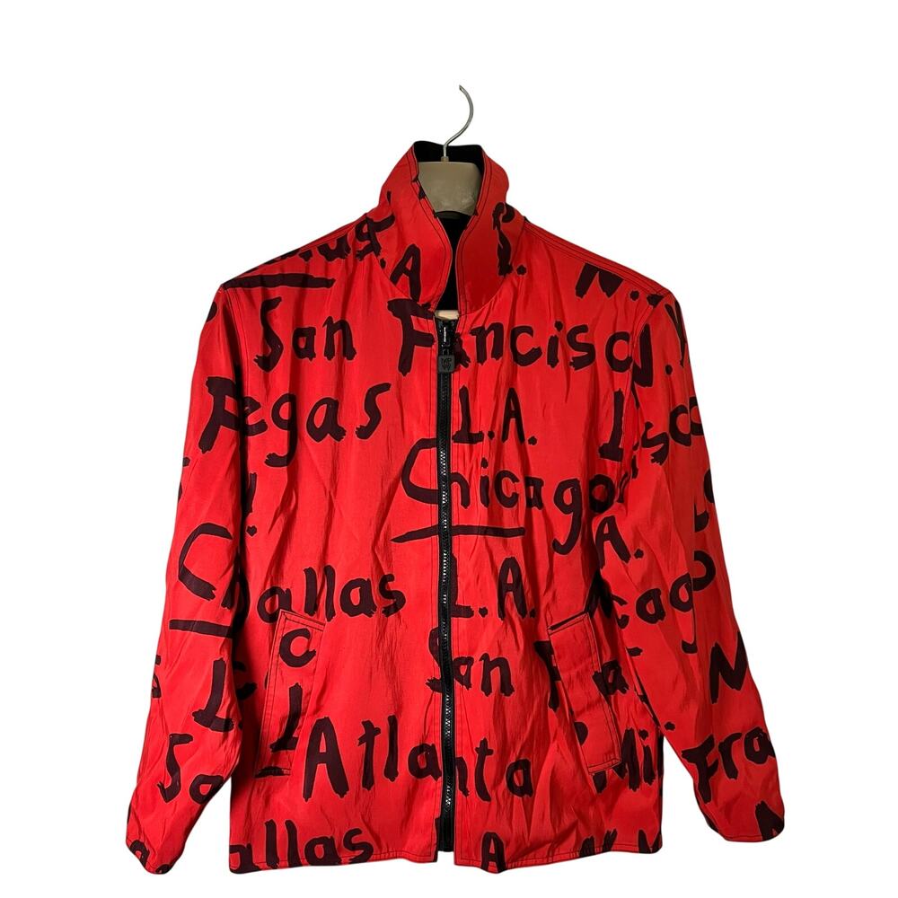 Mycra Pac Tour Reversible Jacket Size 6-8 Womens Red Black Cities Dallas Atlanta